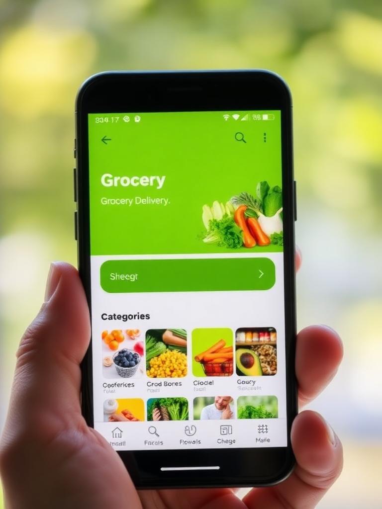 The Zaago app showing everyday grocery categories